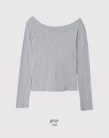 Feminine Border Cotton Boat Neck T-shirt (5color)