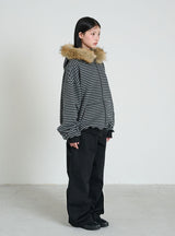 STRIPE WINGS FUR HOODIE ZIP-UP