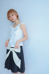 big ribbon skirt(grey×white)