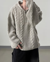 Lune Cable Half Zip-Up Hoodie Knit