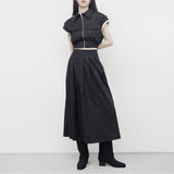 Aperi shirt pocket zip-up + skirt set