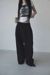 pintuck wide detail pants