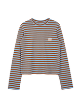 スターロゴストライプ'L/S（ブルー/ブラウン）-スモールフィット