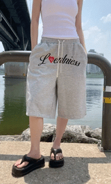Y2K Ease Lettering Bermuda Pants (Gray)