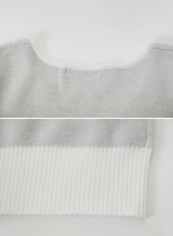 Bicolor U-neck Slim Crop Knit (3color)