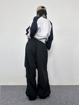 (UNISEX) LONG WIDE LOOSE-FIT PLEATED OVER BOXY PANTS