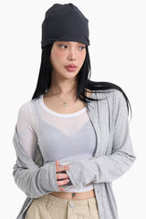Summer U-neck Ribbed Long Sleeve