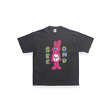 "SECOND RABBIT" プリント S/S ウォッシュドTシャツ