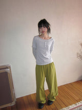 ニックス レイヤード ボタン ストライプ ロングスリーブ Tシャツ