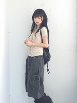 washing ribbon pocket cargo pants