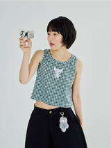 CAT MONSTER CHECK SLEEVELESS