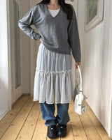 Rinko Dot Frill Chiffon Skirt