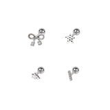 [SET] キッチ ドット スター リボン ピアス