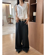 One tuck stripe wide slacks(3color)
