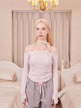 Romantic off-shoulder T-shirts_PINK
