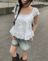イブスクエアレーススリーブレス