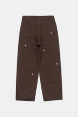 Snow embroidery wide cotton pants