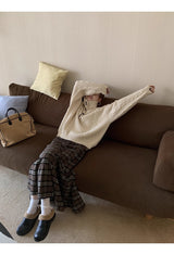 high-neck button bold ribbed loose fit knitwear