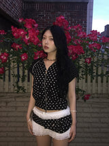 ドットポケットフーディーTシャツ (ジップアップ)