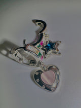 3 way heart star necklace (2set)