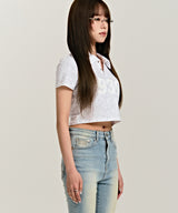 939 LOGO COLLAR CROP TOP (FLOWER)
