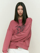 LUNA WASHING UNICORN GRAPHIC SWEATSHIRT [DARK PINK]