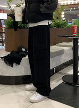 Stable Soft Cargo Fleece Brushed Semi Wide Banding Pants