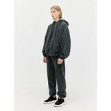 Oversized Full Zip Hoodie - Washed Black