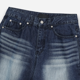 Curved brush denim pants