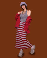 striped wide knit long skirt (4color)