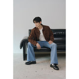 Suede crop biker jacket(Brown)