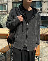 ヒア ウォッシング フードニット ジップアップ(Light Gray)
