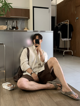 [ LOOKPLE x LEBELMENT ] クールピンタックリネンワイドショーツ