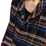 KNIT MIXED CHECK HOOD - BLACK