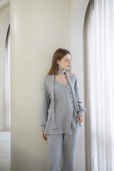 Offshoulder Wrap Strap Cardigan Gray