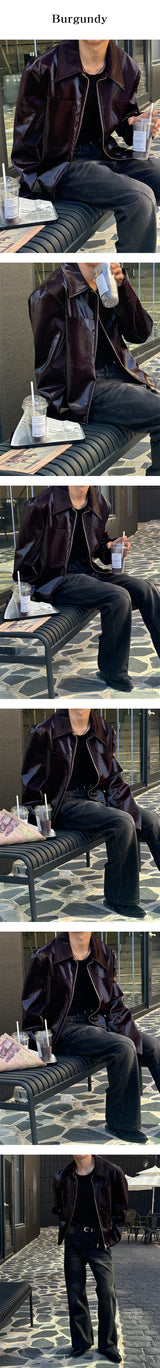 [F/W] Enamel leather short jacket(2color)