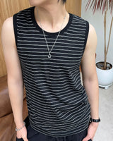 Rubber striped sleeveless top