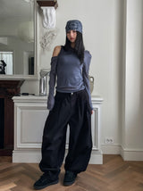 Vintz three-pin tuck balloon wide cotton pants