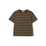 マルチストライプショートスリーブTシャツ_ブラウン