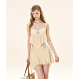 [GirlyFancyClub] Bright Holiday * Island Style Skin-Brightening Creamy Yellow Flowy Spun Yarn Camisole Top