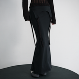 Layered Tied Drape Mermaid Skirt - BLACK