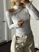  Cut-off shoulder cross sleeve WH