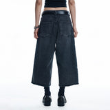 Cut-off Capri Denim Pants - BLACK