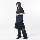 CRINKLE LINEN HALF SHIRTS NAVY