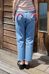 CHECK RIBBON DENIM PANTS