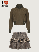 Leopard sweet frill skirt