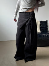 Belted layered wide pants(3color)