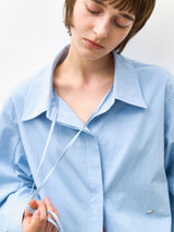 (BL-4301)NECK STRAP OPEN COLLAR BLOUSE