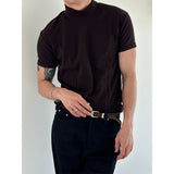 [MUSCLE FIT] Double cutting half pola t-shirts(4color)
