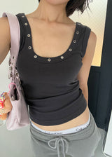 EYELET RIB SLEEVELESS
